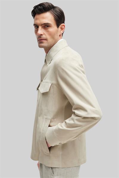 Boss L-Mashirt Erkek Deri Ceket Krem 271