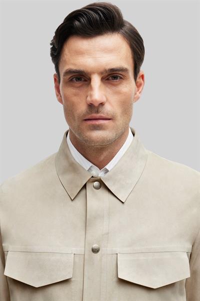Boss L-Mashirt Erkek Deri Ceket Krem 271