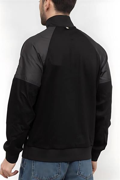 Boss Logo Aplikeli Panelli Fermuarlı Regular Fit Erkek Sweatshirt Siyah