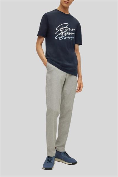 Boss Logo Baskılı Slim Fit Erkek T-Shirt Lacivert 404