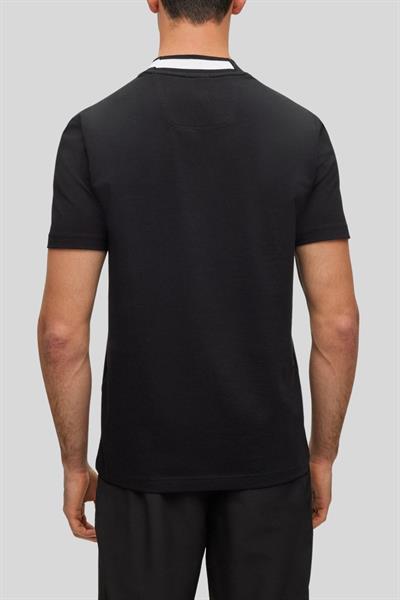 Boss Logo Şeritli Dik Yaka Regular Fit Erkek T-Shirt Siyah