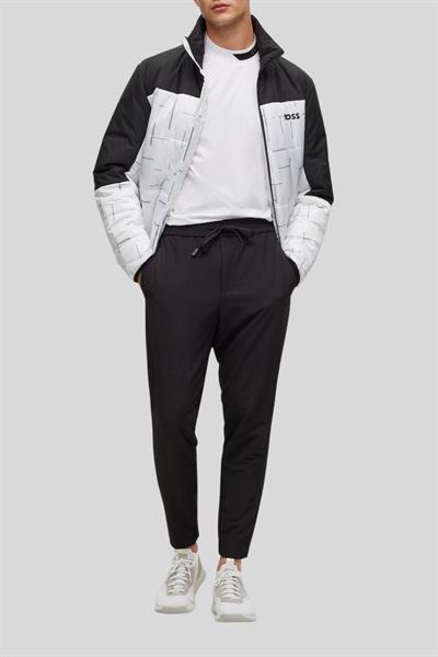 Boss Logo Şeritli Dik Yaka Regular Fit Erkek T-Shirt Beyaz 100