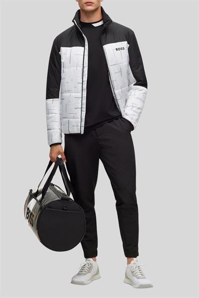 Boss Logo Şeritli Dik Yaka Regular Fit Erkek T-Shirt Siyah