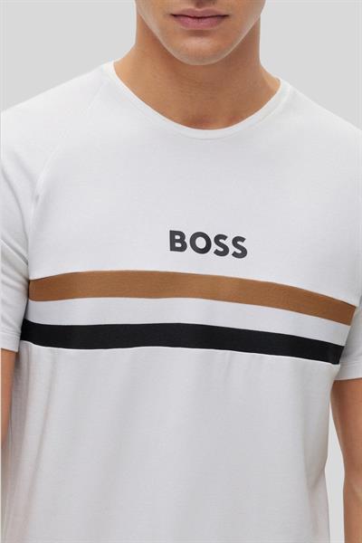 Boss Logolu Regular Fit Erkek T-Shirt Beyaz 100