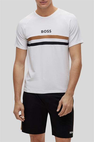 Boss Logolu Regular Fit Erkek T-Shirt Beyaz 100