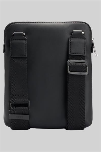 Boss Marka Logolu Erkek Deri Omuz Çantası Siyah