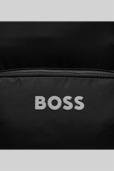 Boss Marka Logolu İki Bölmeli Erkek Sırt Çantası Siyah