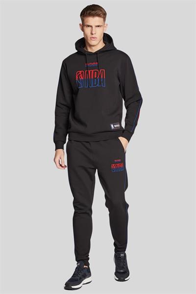 Boss Marka Logolu NBA Nakışlı Erkek Sweatshirt Siyah