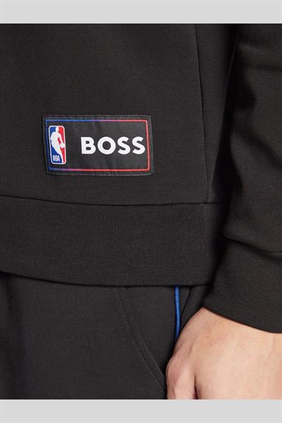 Boss Marka Logolu NBA Nakışlı Erkek Sweatshirt Siyah