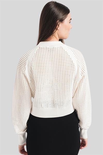 Boss Marka Logolu Regular Fit Kadın Kazak Beyaz 118