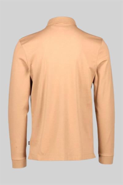 Boss Marka Logolu Uzun Kollu Erkek Polo Yaka T-Shirt Bej 260