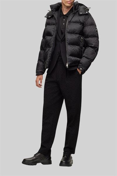 Boss Monogram Jakarlı Comfort Fit Erkek Mont Siyah