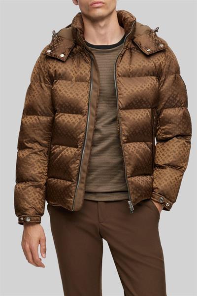 Boss Monogram Jakarlı Comfort Fit Erkek Mont Kahverengi