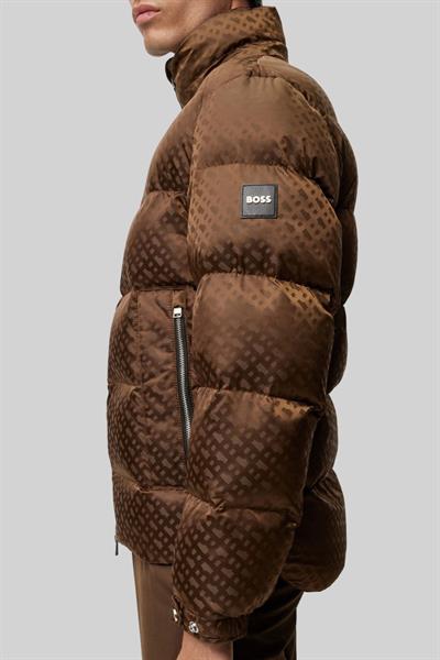 Boss Monogram Jakarlı Comfort Fit Erkek Mont Kahverengi