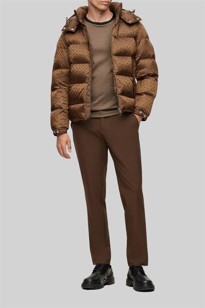 Boss Monogram Jakarlı Comfort Fit Erkek Mont Kahverengi