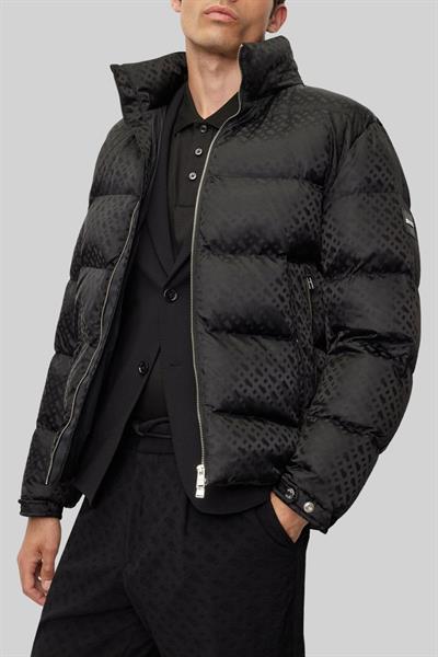 Boss Monogram Jakarlı Comfort Fit Erkek Mont Siyah