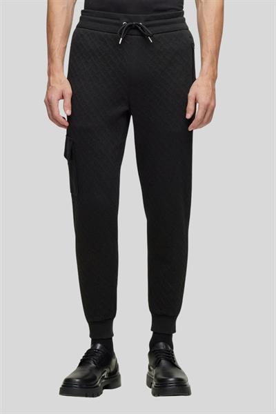 Boss Monogram Jakarlı Oversize Spor Erkek Siyah Pantolon Siyah