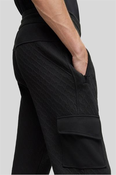 Boss Monogram Jakarlı Oversize Spor Erkek Siyah Pantolon Siyah