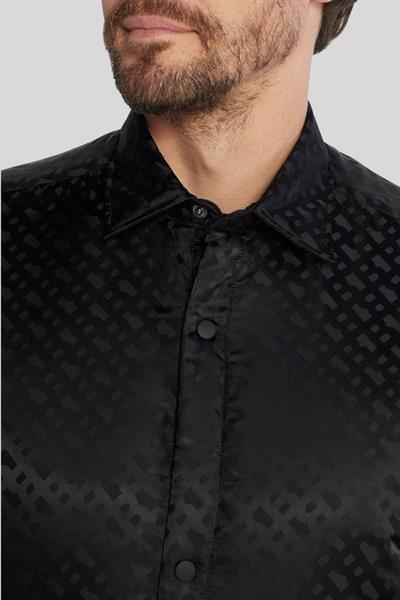 Boss Monogram Logolu Regular Fit Erkek Gömlek Siyah