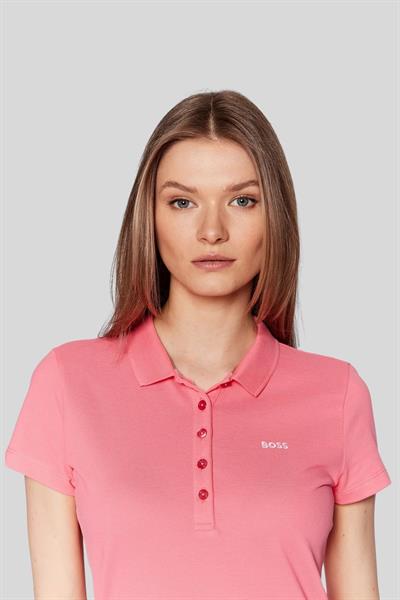 Boss Pamuklu Kadın Polo Yaka Elbise Pembe