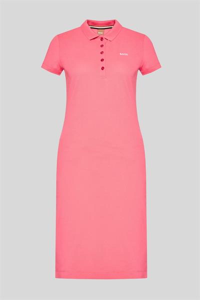 Boss Pamuklu Kadın Polo Yaka Elbise Pembe