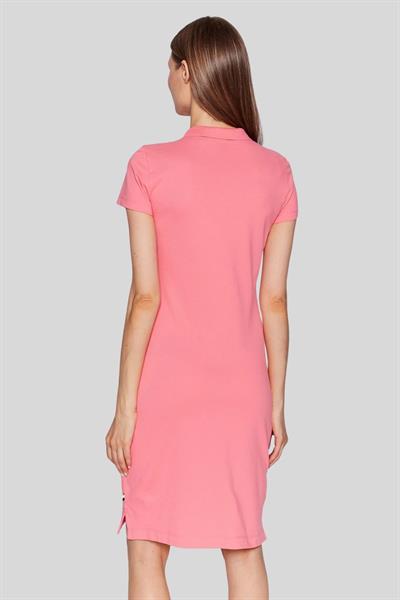 Boss Pamuklu Kadın Polo Yaka Elbise Pembe