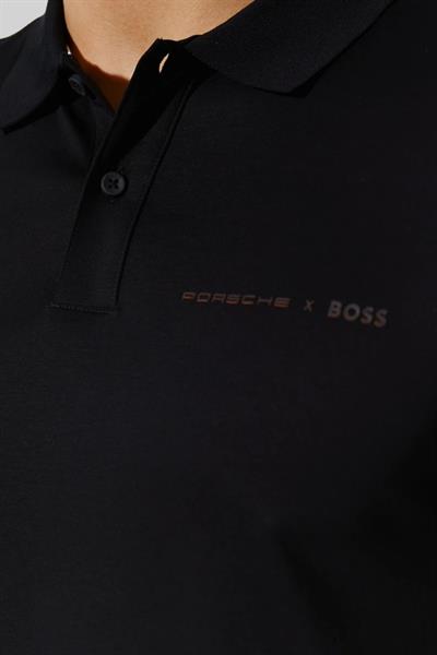 Boss Polo Yaka Erkek Beyaz T-Shirt Siyah
