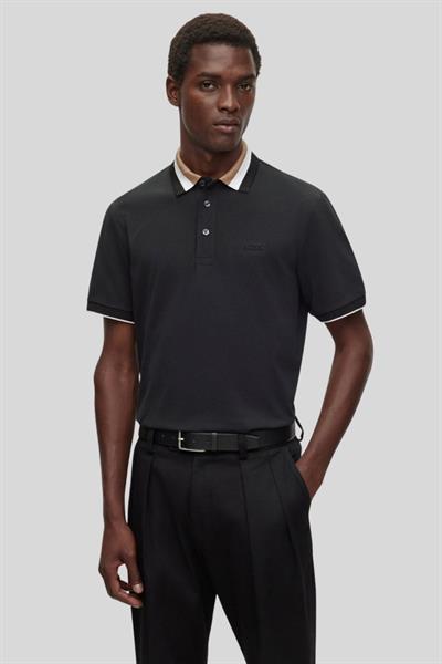Boss Polo Yaka Erkek T-Shirt Siyah
