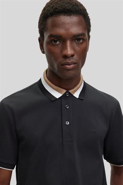 Boss Polo Yaka Erkek T-Shirt Siyah
