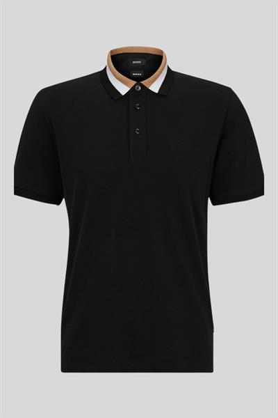 Boss Polo Yaka Erkek T-Shirt Siyah