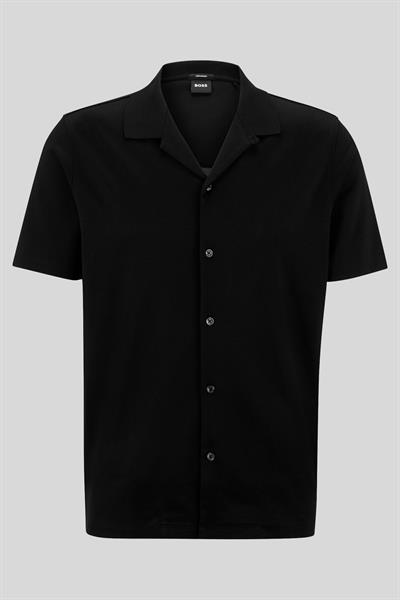Boss Regular Fit Apaş Yaka Kısa Kol Erkek Gömlek Siyah
