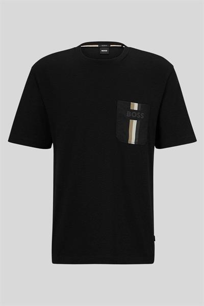 Boss Regular Fit Bisiklet Yaka Erkek Beyaz T-Shirt Siyah