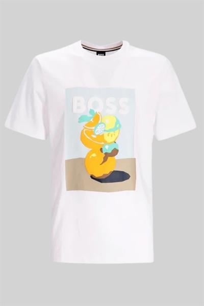 Boss Regular Fit Bisiklet Yaka Erkek Beyaz T-Shirt Beyaz 100