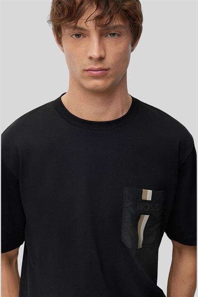 Boss Regular Fit Bisiklet Yaka Erkek Beyaz T-Shirt Siyah