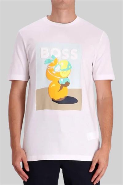 Boss Regular Fit Bisiklet Yaka Erkek Beyaz T-Shirt Beyaz 100