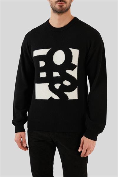 Boss Regular Fit Bisiklet Yaka Erkek Kazak Siyah