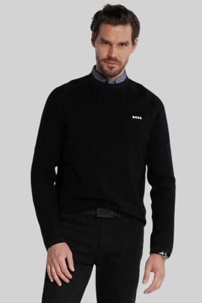 Boss Regular Fit Bisiklet Yaka Erkek Kazak Siyah