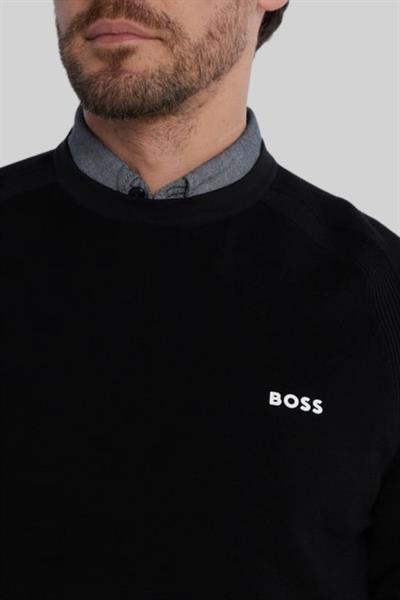 Boss Regular Fit Bisiklet Yaka Erkek Kazak Siyah