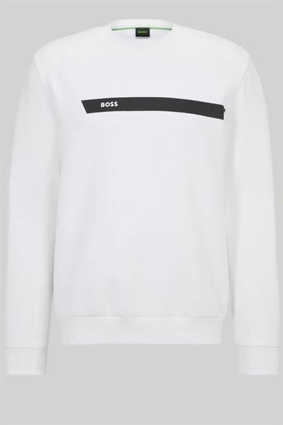 Boss Regular Fit Bisiklet Yaka Erkek Sweatshirt Beyaz 100