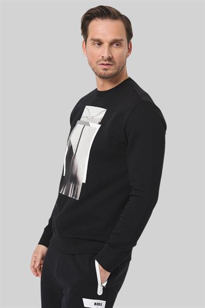 Boss Regular Fit Bisiklet Yaka Erkek Sweatshirt Siyah 002