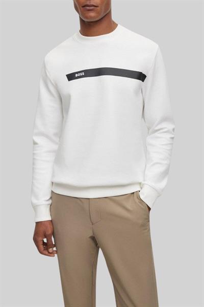 Boss Regular Fit Bisiklet Yaka Erkek Sweatshirt Beyaz 100