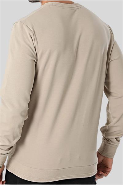 Boss Regular Fit Bisiklet Yaka Erkek Sweatshirt Bej