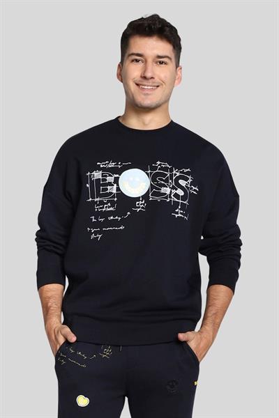 Boss Regular Fit Bisiklet Yaka Erkek Sweatshirt Mavi 402
