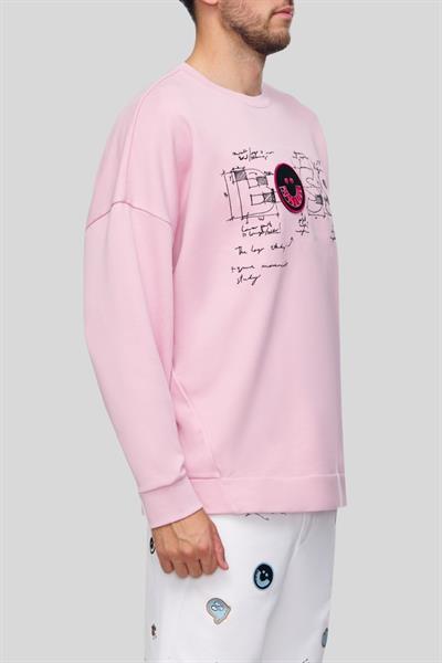 Boss Regular Fit Bisiklet Yaka Erkek Sweatshirt Pembe