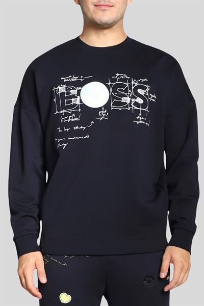 Boss Regular Fit Bisiklet Yaka Erkek Sweatshirt Mavi 402