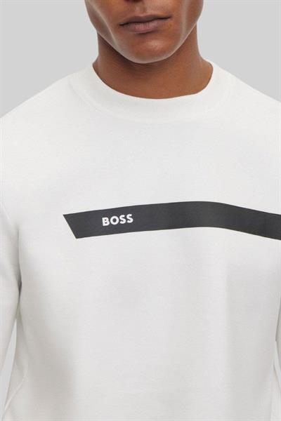 Boss Regular Fit Bisiklet Yaka Erkek Sweatshirt Beyaz 100