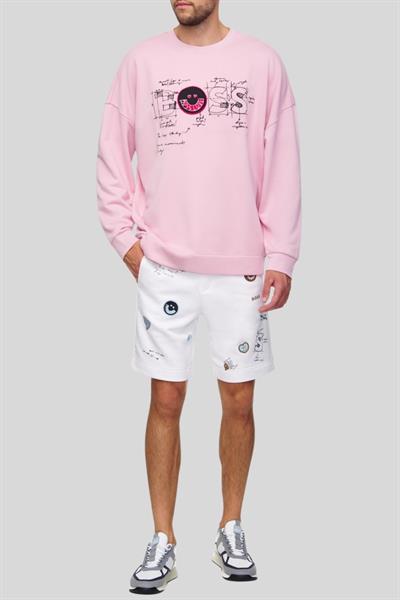 Boss Regular Fit Bisiklet Yaka Erkek Sweatshirt Pembe