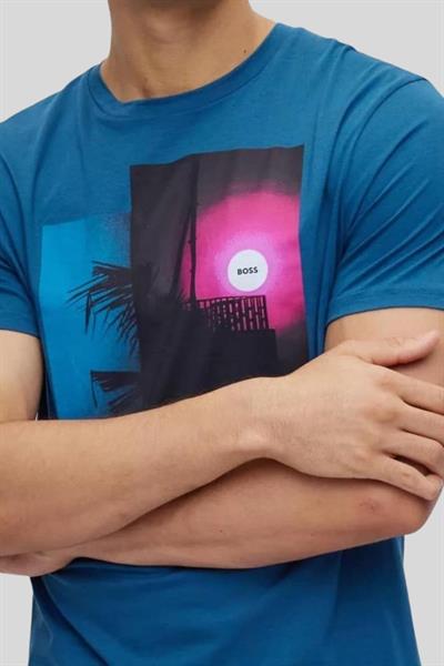 Boss Regular Fit Bisiklet Yaka Erkek T-Shirt Mavi 424