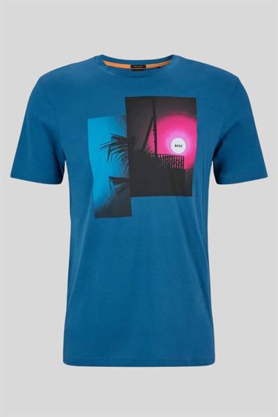 Boss Regular Fit Bisiklet Yaka Erkek T-Shirt Mavi 424