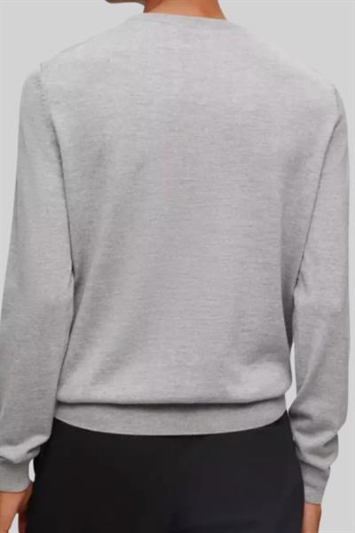 Boss Regular Fit Bisiklet Yaka Erkek Yün Kazak Gri 041